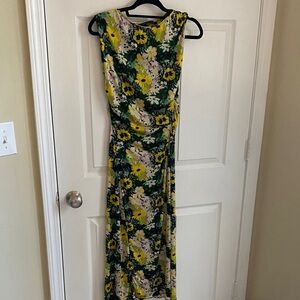 Zara Yellow and Green Floral Maxi Dress Large